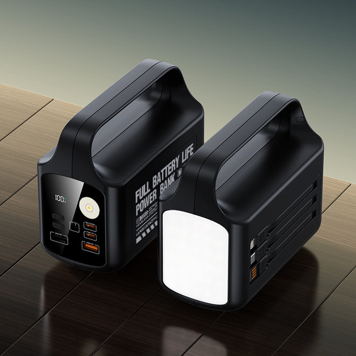 Portable power bank with integrated LED lighting and high capacity Bowlift