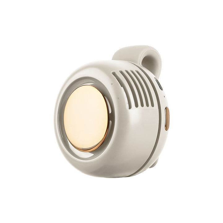 Cooling portable clip-on personal fan with warm LED light and rechargeable battery Bowlift