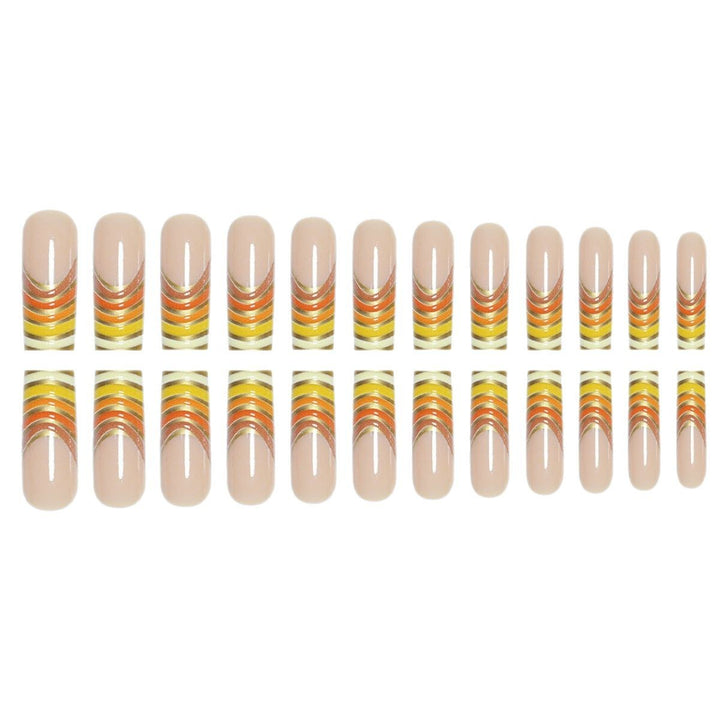 Striped French Tip Press-On Nails Bowlift