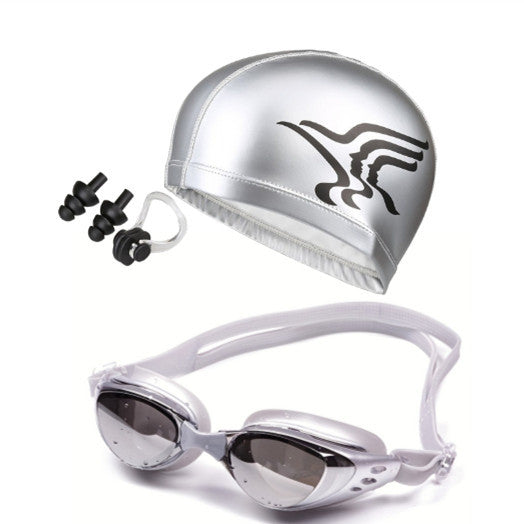 Swim set with hydrodynamic swimming goggles and Bowlift swim cap