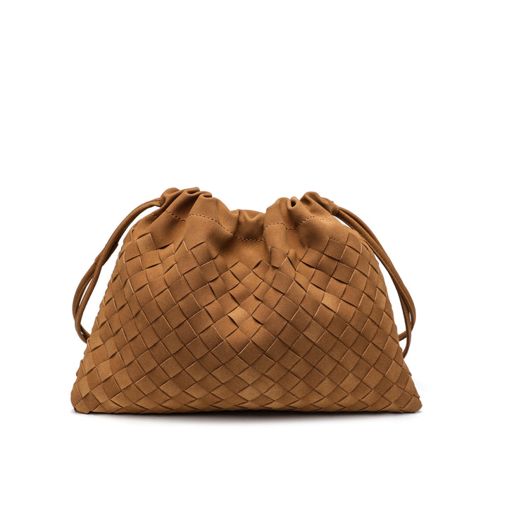 Woven Drawstring Shoulder Bag Bowlift