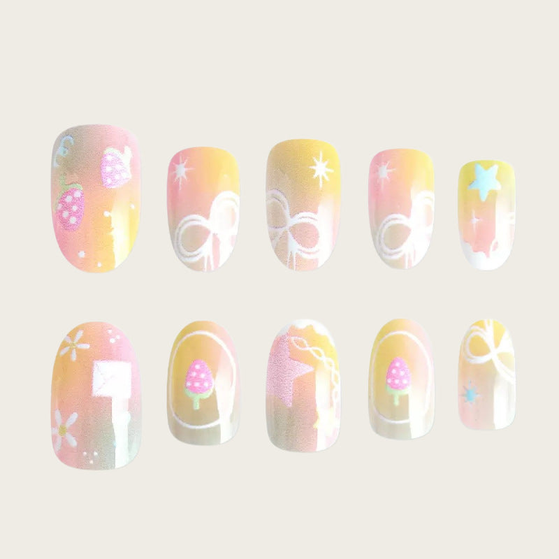 Creative artificial nails with colorful designs Bowlift