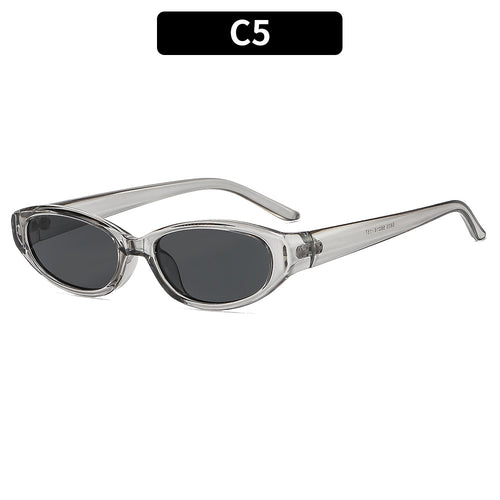 Retro-Inspired Slim Oval Frame Sunglasses