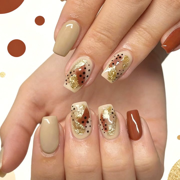 Artistic Geometric Pattern Press-On Nail Set Bowlift