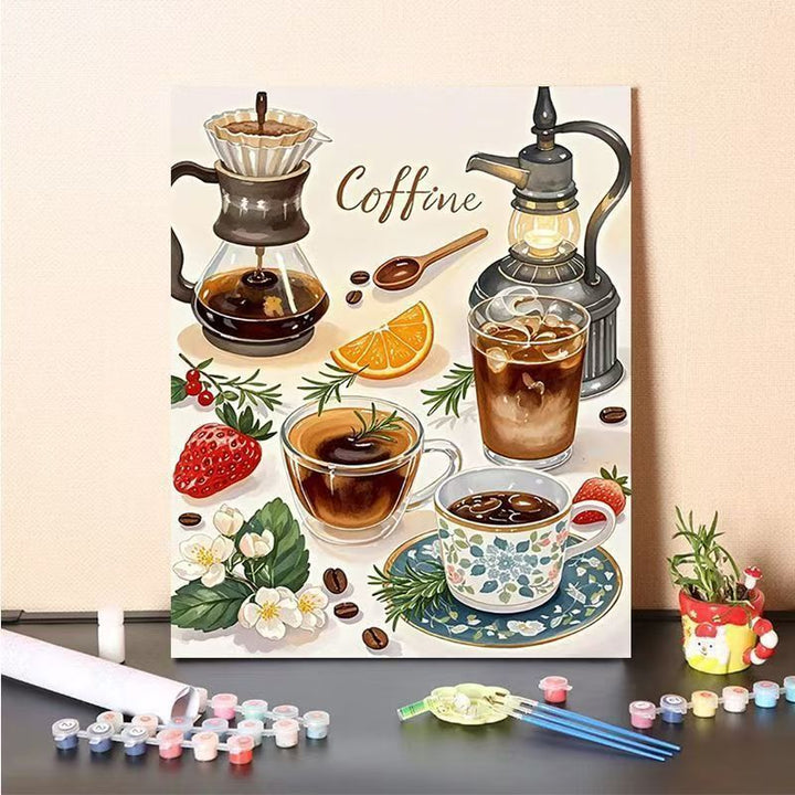 Coffee-Themed Paint by Numbers Canvas Art Kit Bowlift