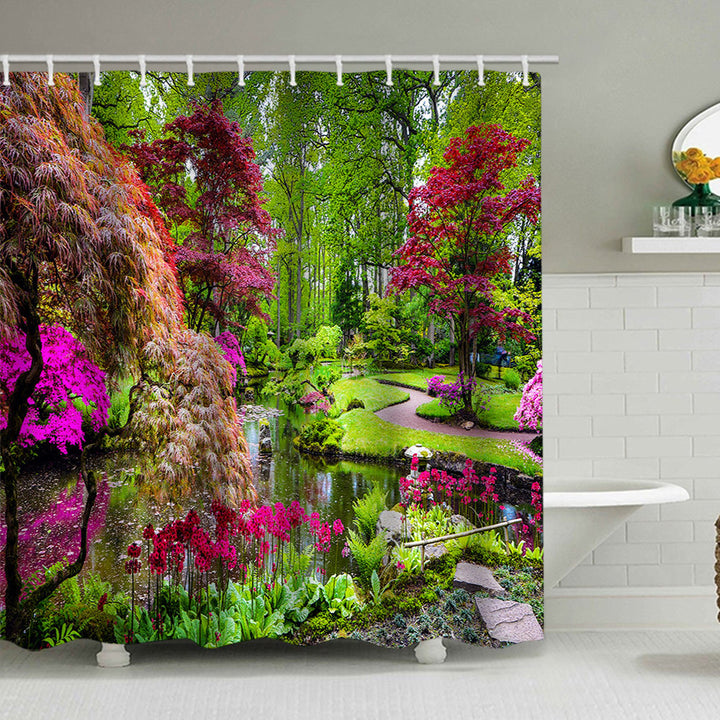 Scenic Garden Print Shower Curtain Bowlift