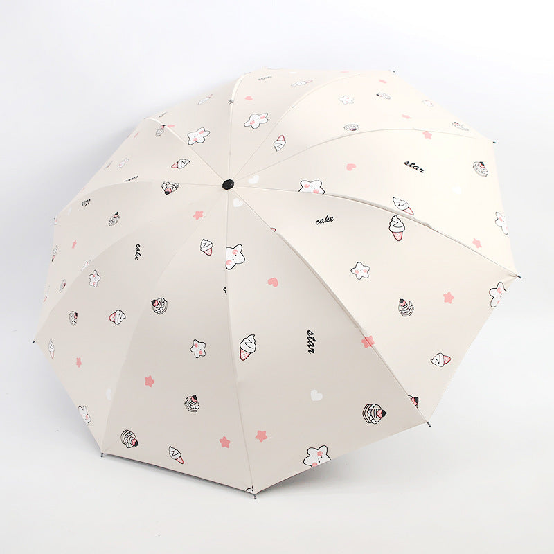Women's Folding Umbrella with Playful Dessert Motif Bowlift