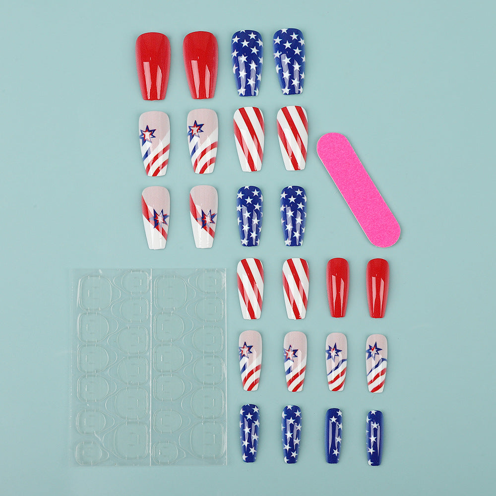 Artful nail tips in patriotic design Bowlift