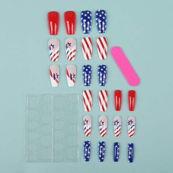 Artful nail tips in patriotic design Bowlift