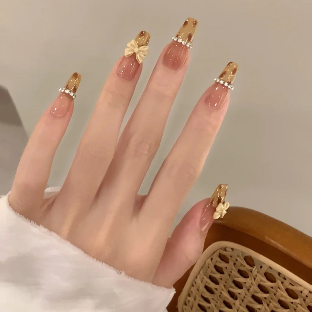 Themed Nail Art Press-On Nails with Cute Character and Bow Designs Bowlift
