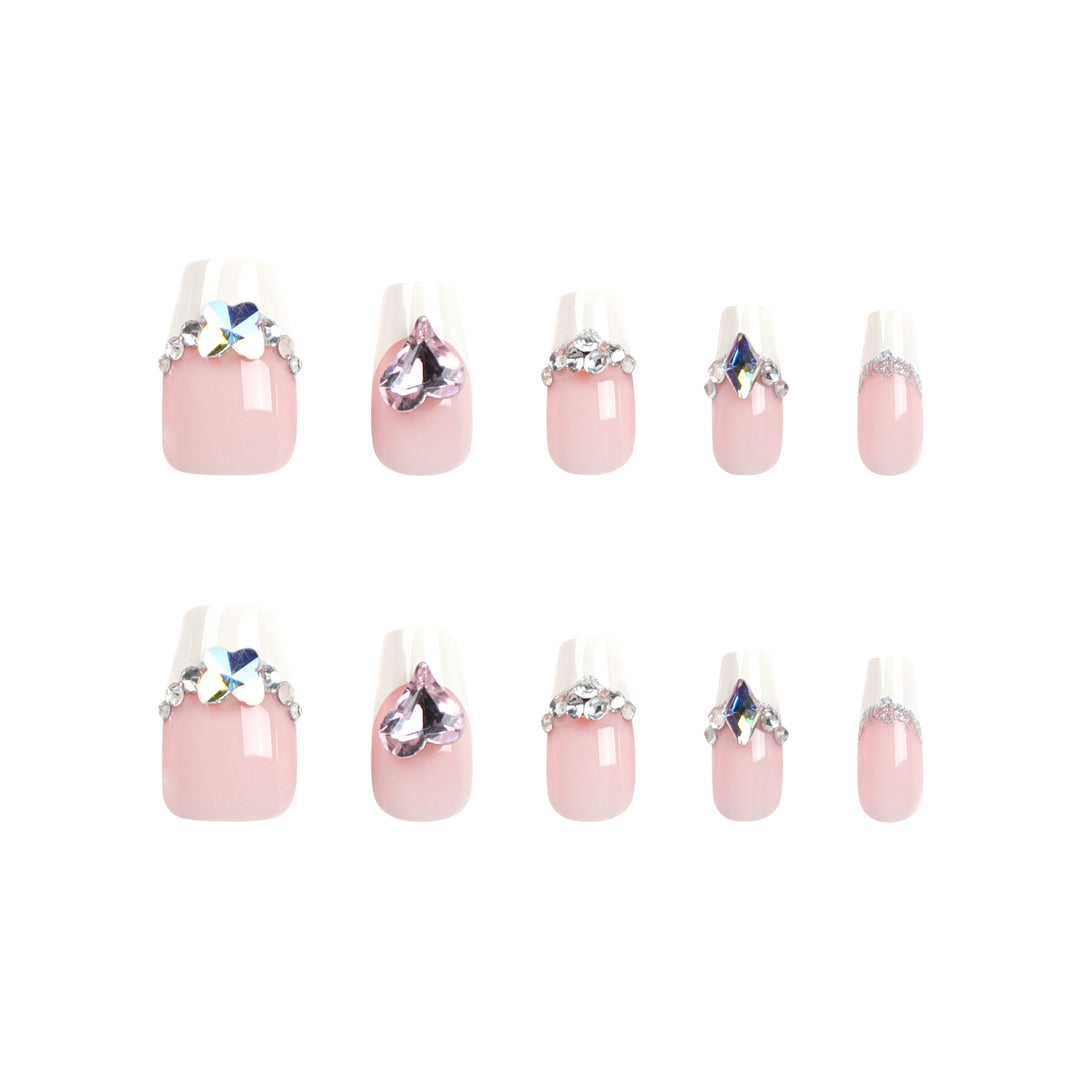 Artistic Nail Extensions with Gemstone Decorations Bowlift