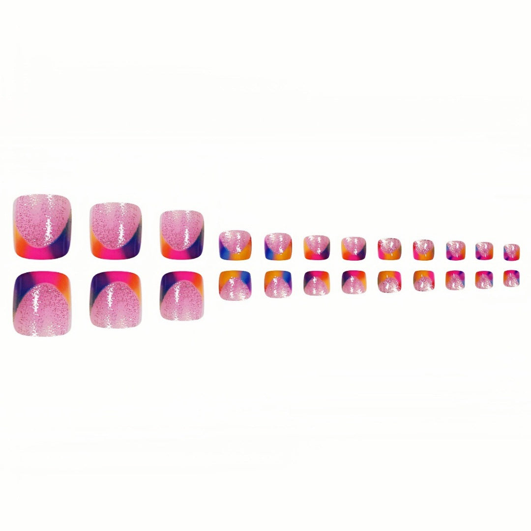 Vibrant Geometric Press-On Toe Nails Bowlift