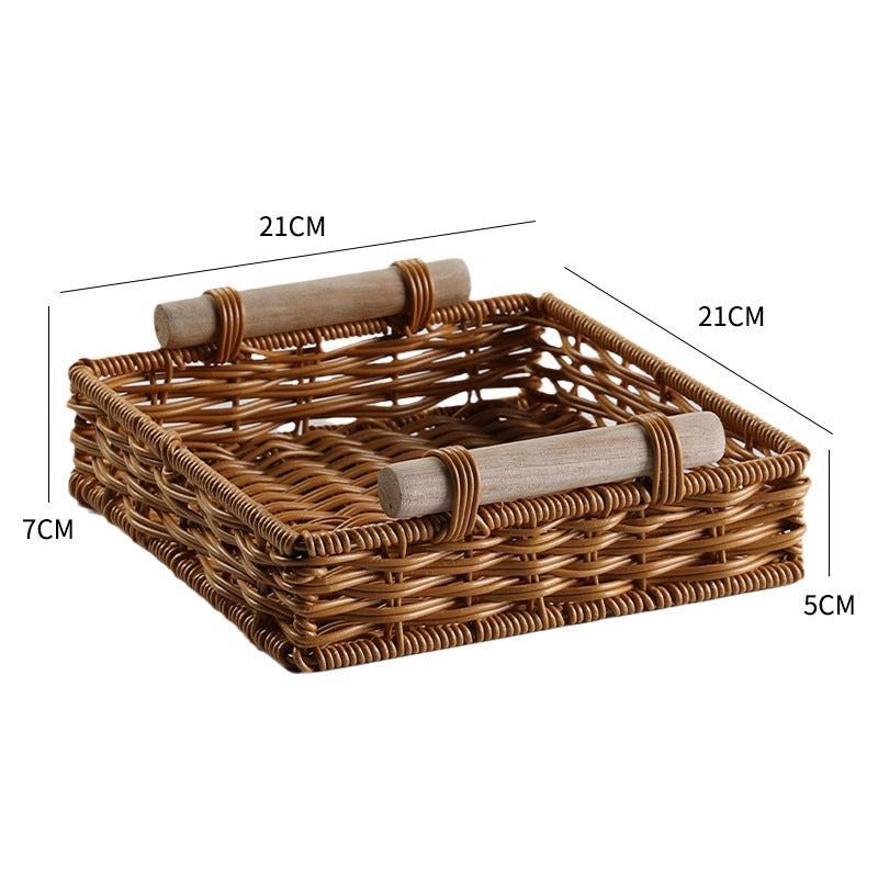 Unisex Practical Storage Basket with Wooden Handles Bowlift