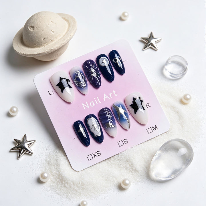 Acrylic nail set with stylish designs Bowlift