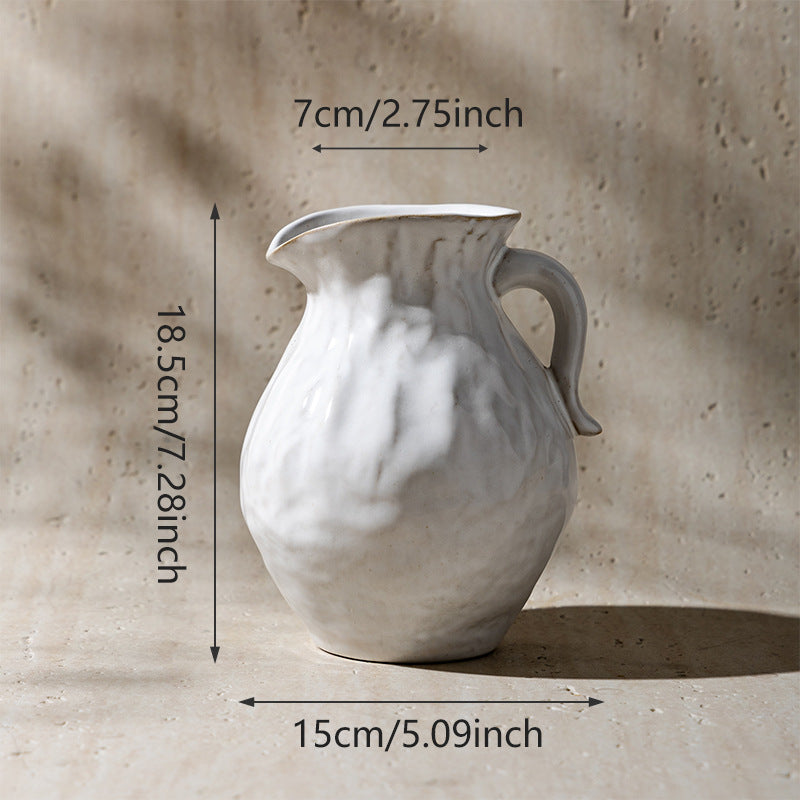 Handmade Textured Ceramic Pitcher Vase for Flower Arrangements