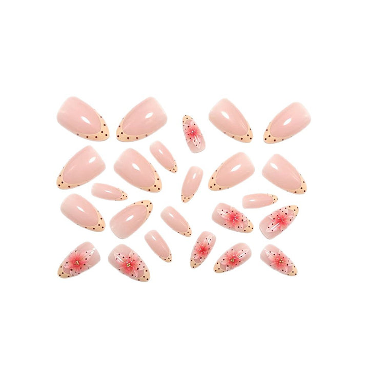 Artificial nails with floral design and elegant accents Bowlift