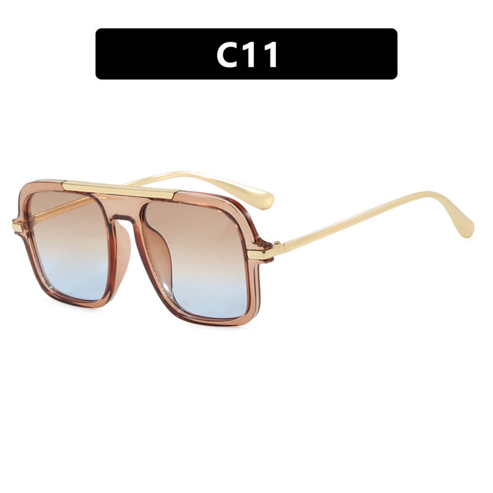 Women's square designer sunglasses with gold accents and protective UV filter Bowlift