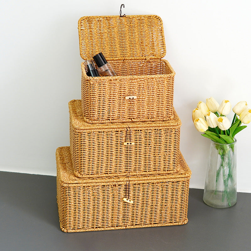 Women Large Storage Basket with Lid Bowlift