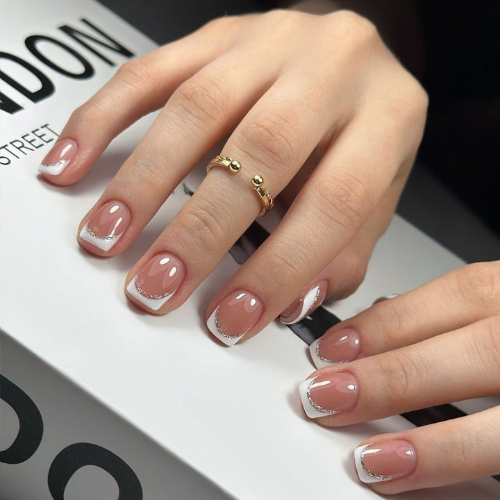 Elegant Long Press-On Nails Set with Artistic Tips Bowlift