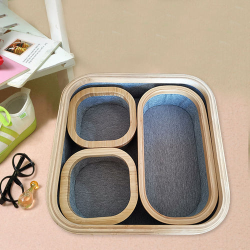 Storage basket set with bamboo frame and fabric inserts Bowlift