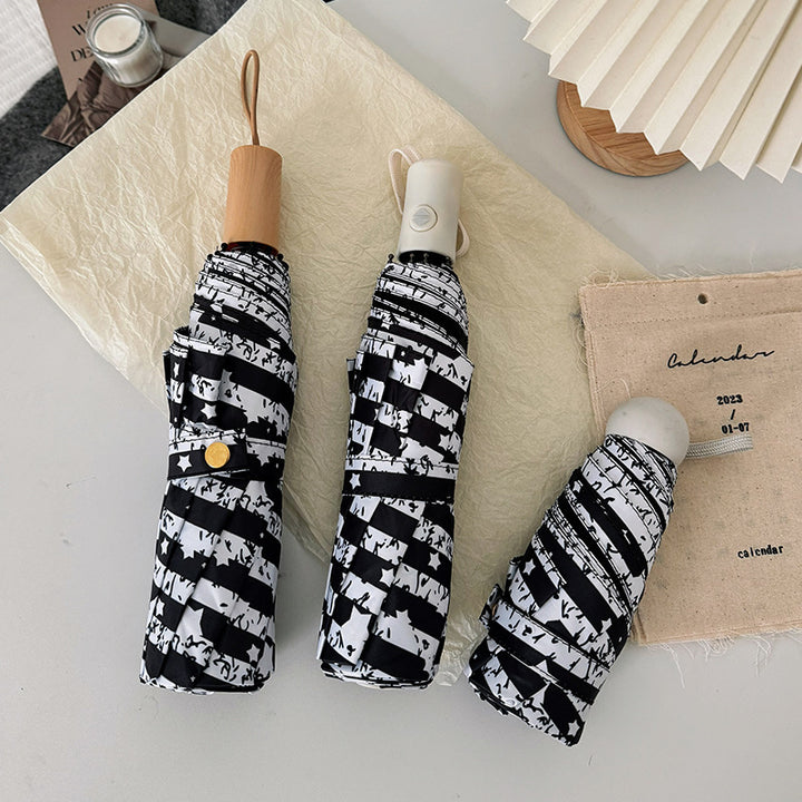 Women Foldable Umbrella with Stylish Stripe Pattern Bowlift