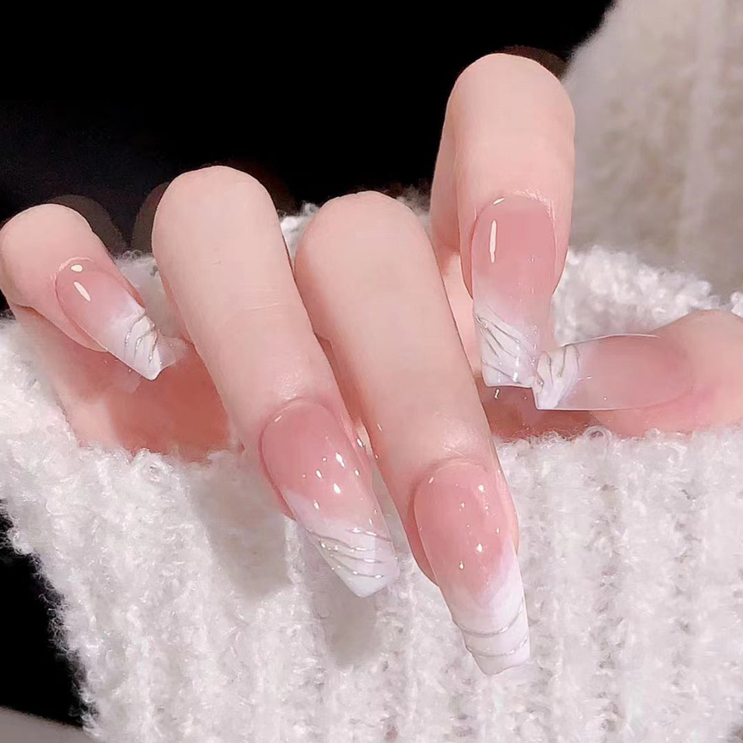 Elegant Marble-Design Press-On Nails Bowlift