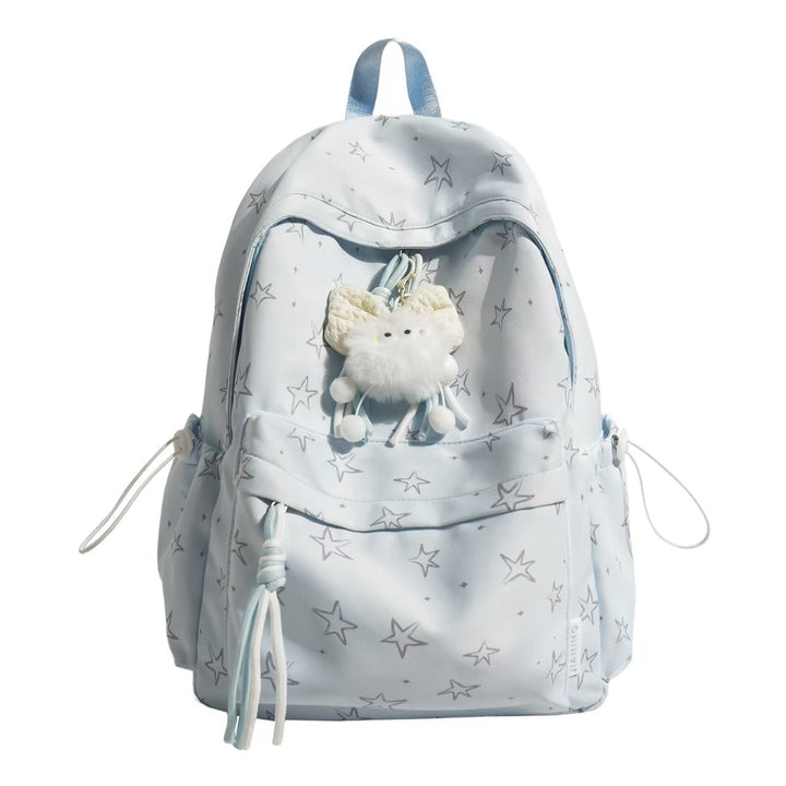 Star-Patterned Plush Backpack Bowlift