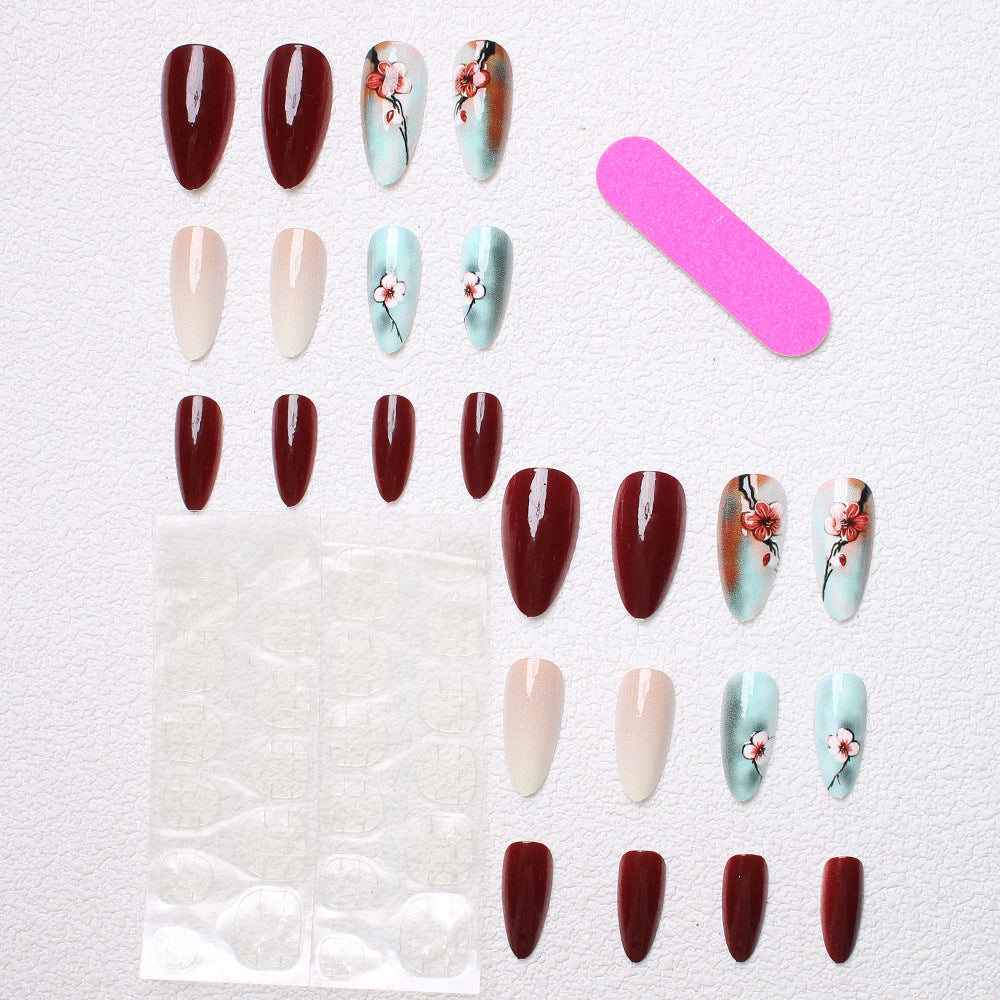 Artistic Floral Press-On Nail Designs Bowlift