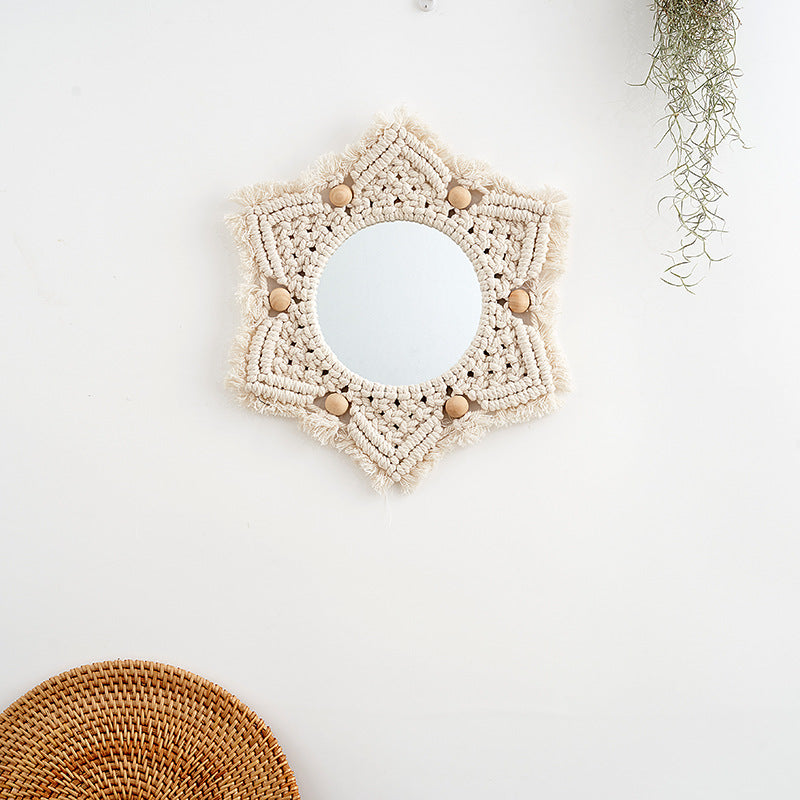 Macramé Decorative Star-Shaped Wall Mirror Bowlift
