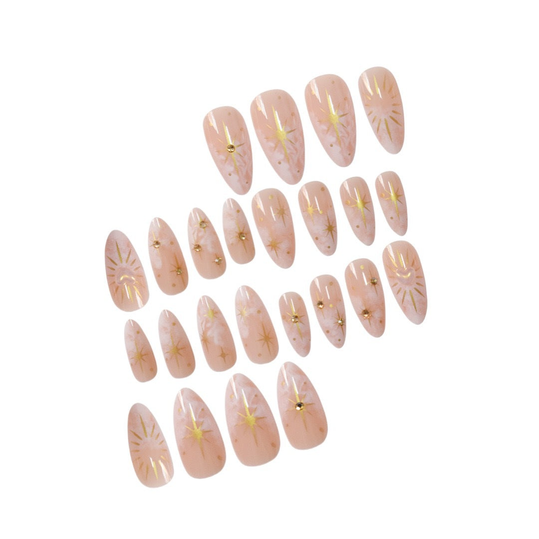 Stiletto Nail Art Extensions with Celestial Design Bowlift