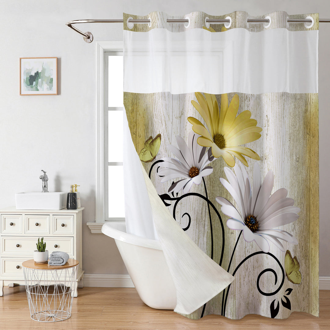 Floral Print Shower Curtain Bowlift