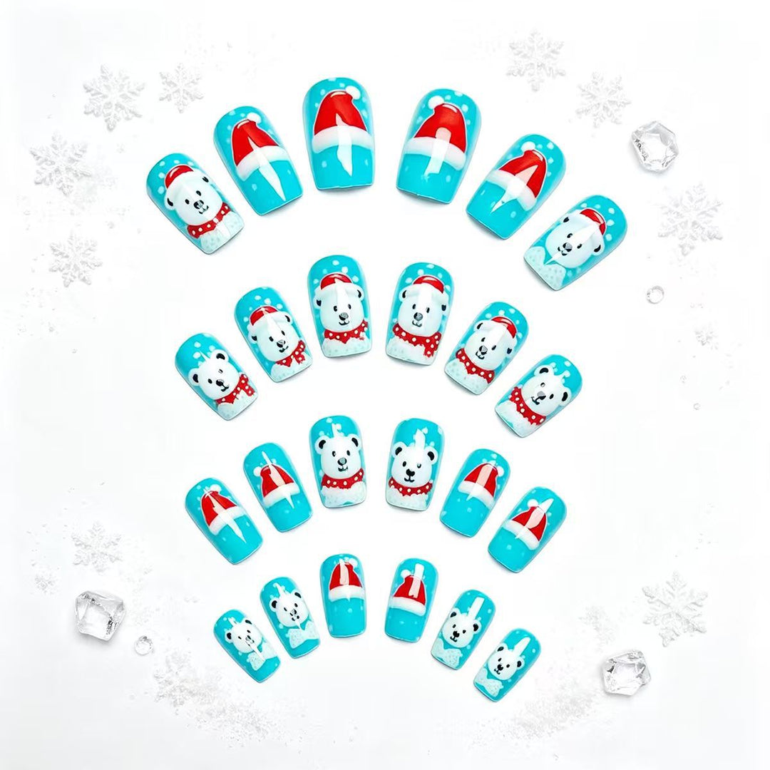 Artificial nails with winter polar bear design Bowlift