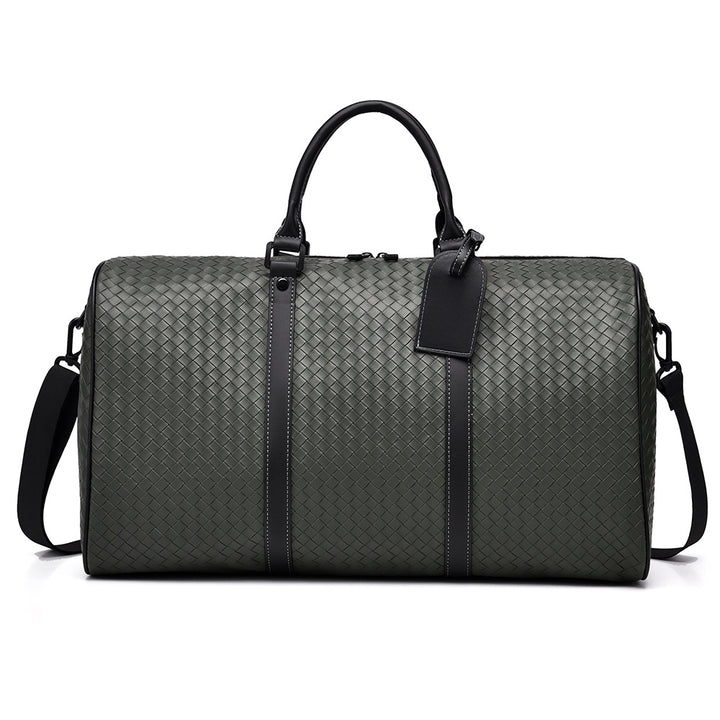 Woven Faux Leather Travel Duffel Bag Bowlift