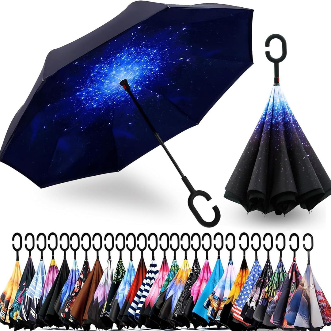 Ladies Automatic Umbrella with Elegant C-Handle Bowlift