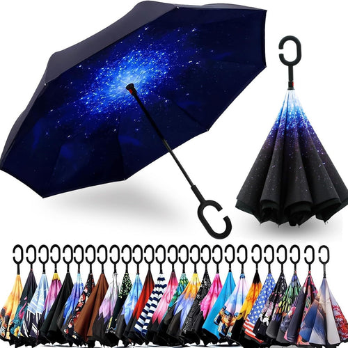 Ladies Automatic Umbrella with Elegant C-Handle Bowlift