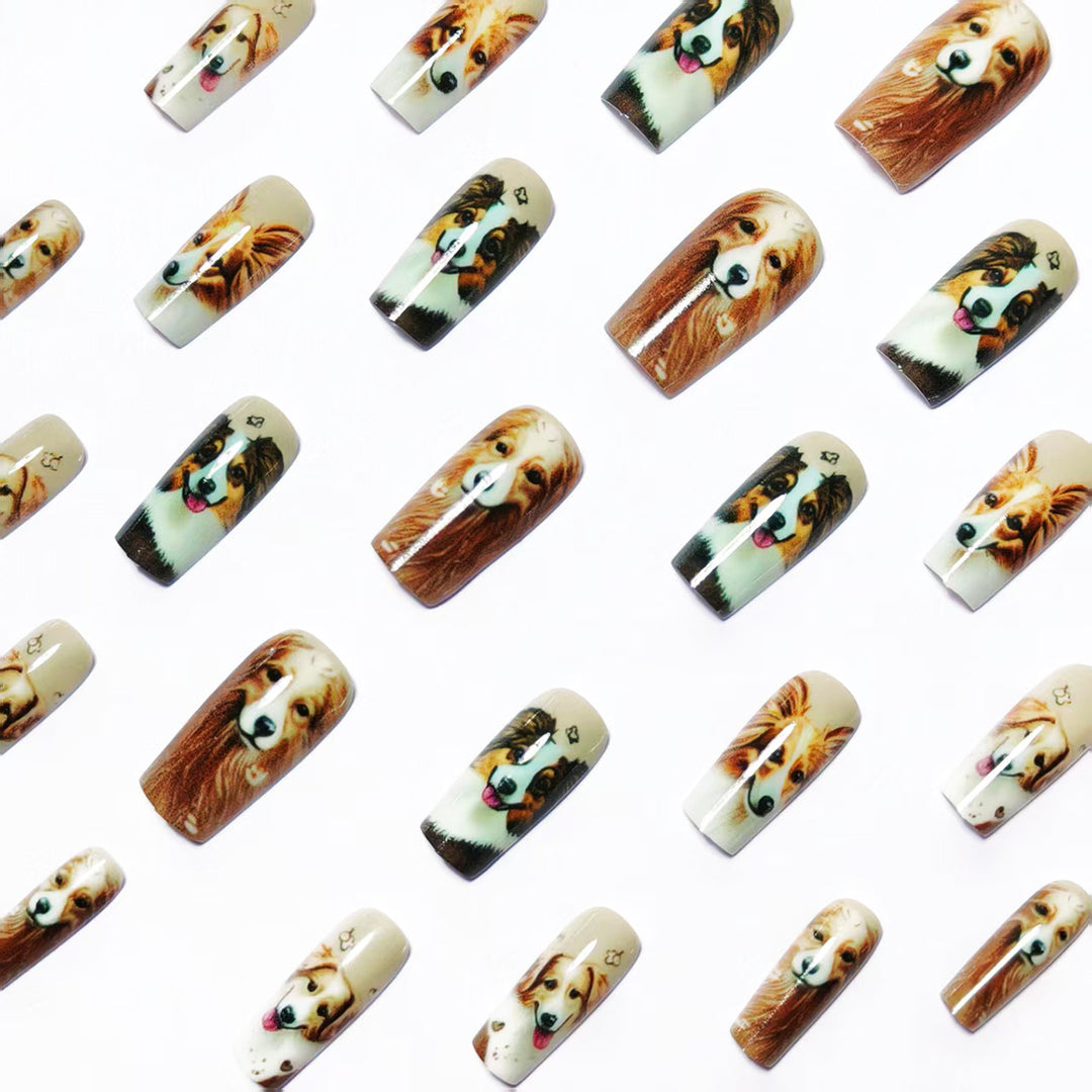 Artificial Nails in Charming Dog Lover Design Bowlift
