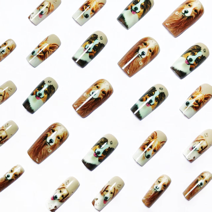 Artificial Nails in Charming Dog Lover Design Bowlift