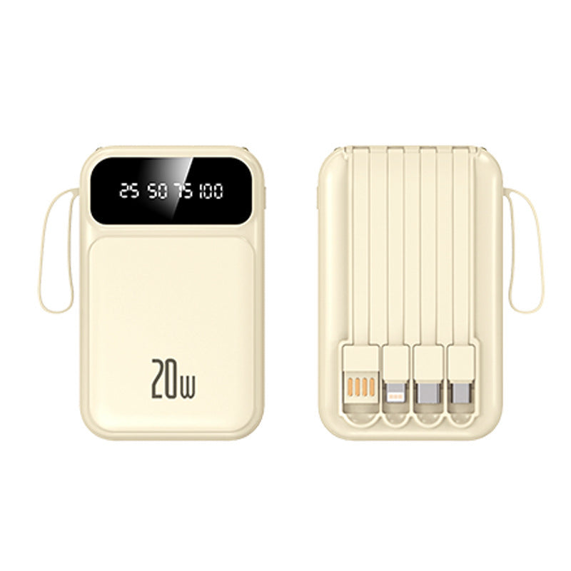 Portable power bank with integrated multifunctional charging cable and digital display Bowlift
