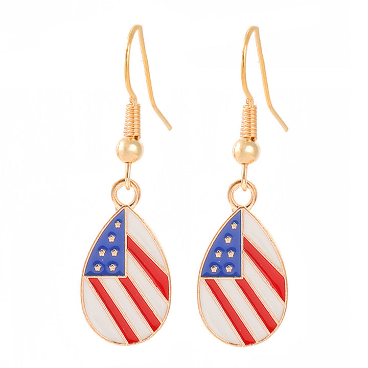 Ladies enamel earrings horseshoe with star stripe motif Bowlift