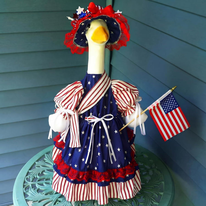 Unisex decorative fabric gander with patriotic costume and removable top hat Bowlift