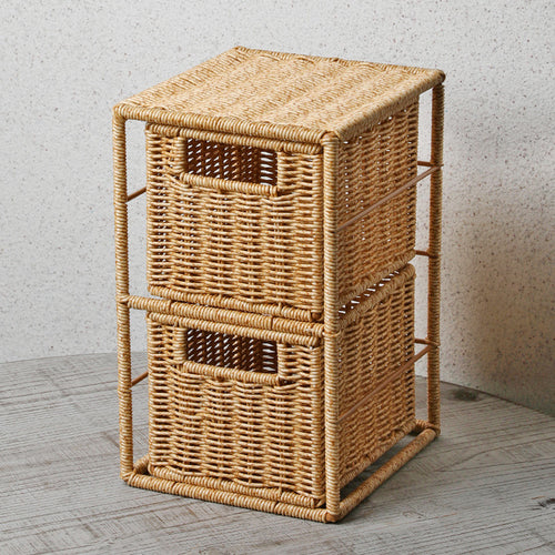 Unisex Stackable Storage Basket with Two Compartments Made of Natural Material Bowlift