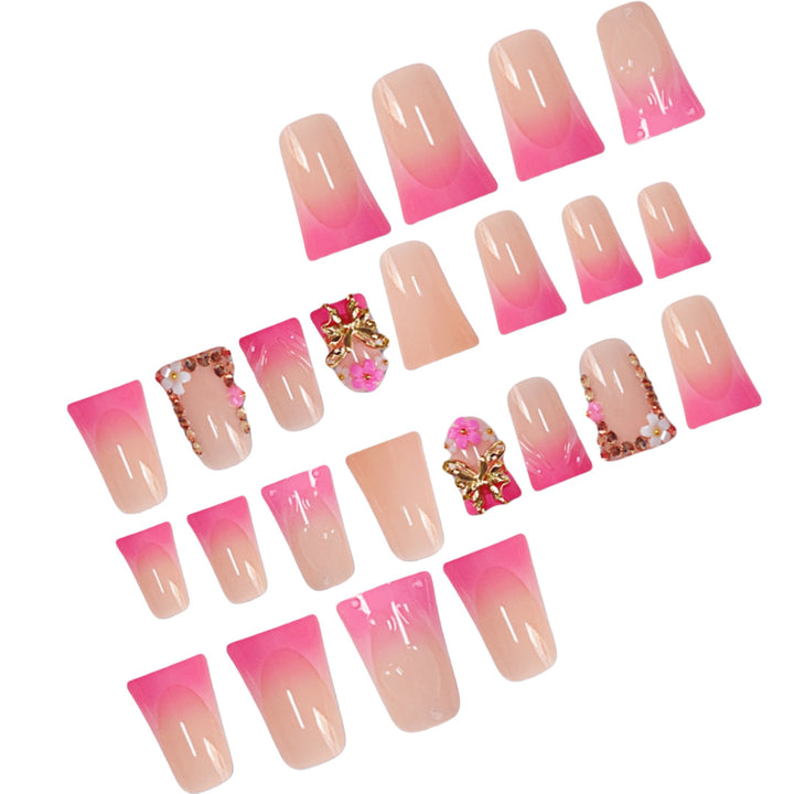 Artistic Long Nail Extensions with Floral Accents Bowlift
