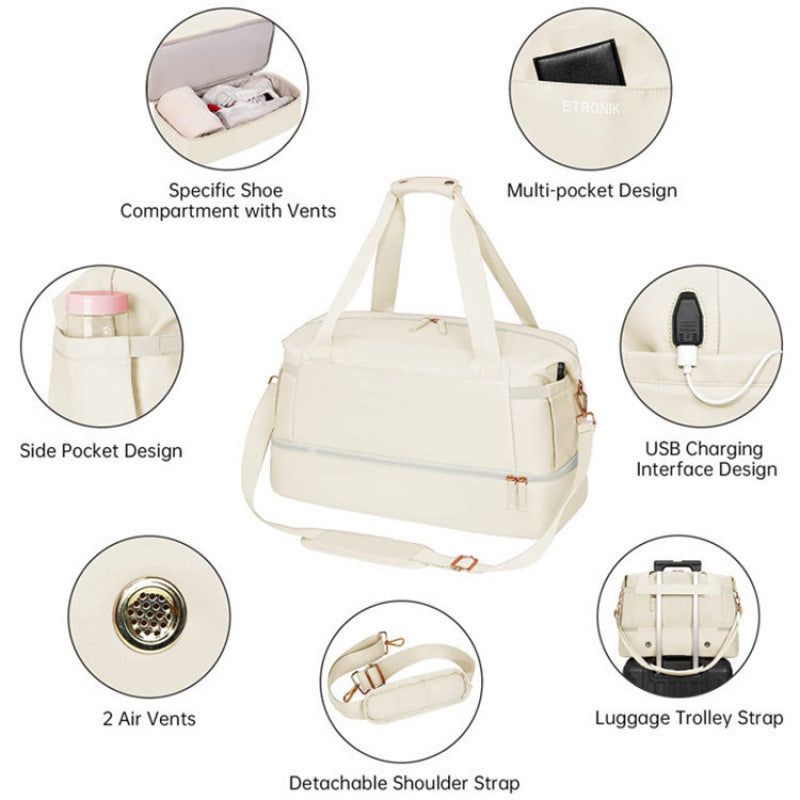 Multifunctional Tote Bag with Removable Cosmetic Bag Bowlift