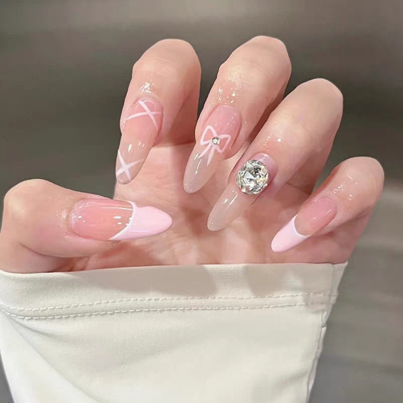 Decorative Floral Stiletto Press-On Nails Bowlift