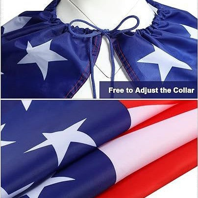 Unisex nan patriotic skeleton costume cape with flag print cape wig and handheld flags Bowlift