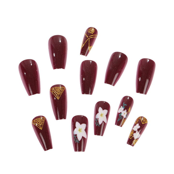 Trendy artificial nails with floral accents Bowlift
