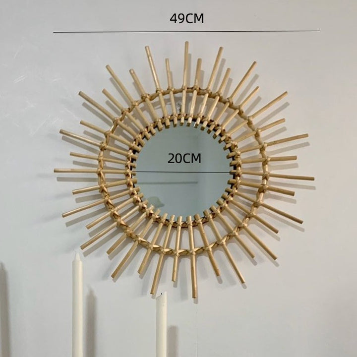 Round Wall Mirror with Rattan Design Bowlift