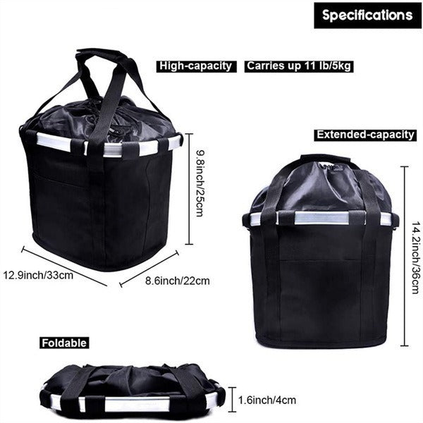 front-mounted collapsible aluminum framed pet bicycle basket with padded base and safety tether Bowlift