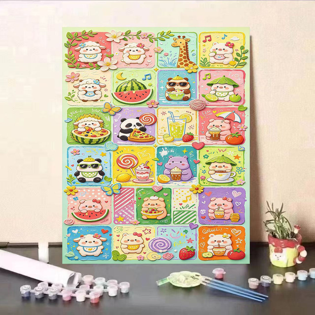 Colorful Animal-Themed DIY Paint by Numbers Kit Bowlift