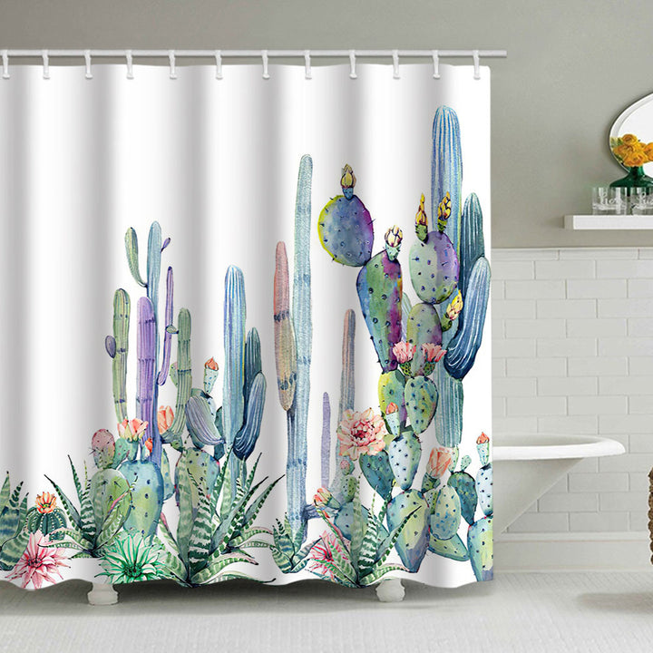 Cactus Garden-Themed Shower Curtain Bowlift